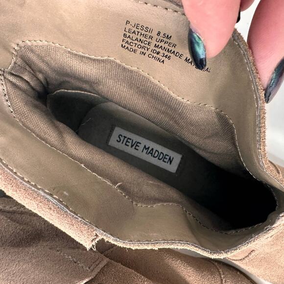 Steve Madden Jessii Suede Brown Leather Heeled Boots Booties Size 8.5 - Picture 8 of 8